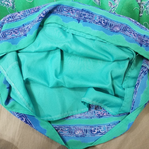 Marian j Fry skirt floral skirt pullon elastic waist green blue teal - Picture 8 of 8